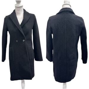 J. Crew Black Daphne Italian Boiled Wool Top Coat Sz 2 Old Money Preppy Heritage